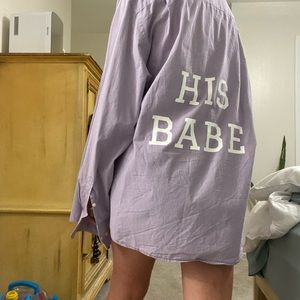 Hubs & Hers “HIS BABE” button down